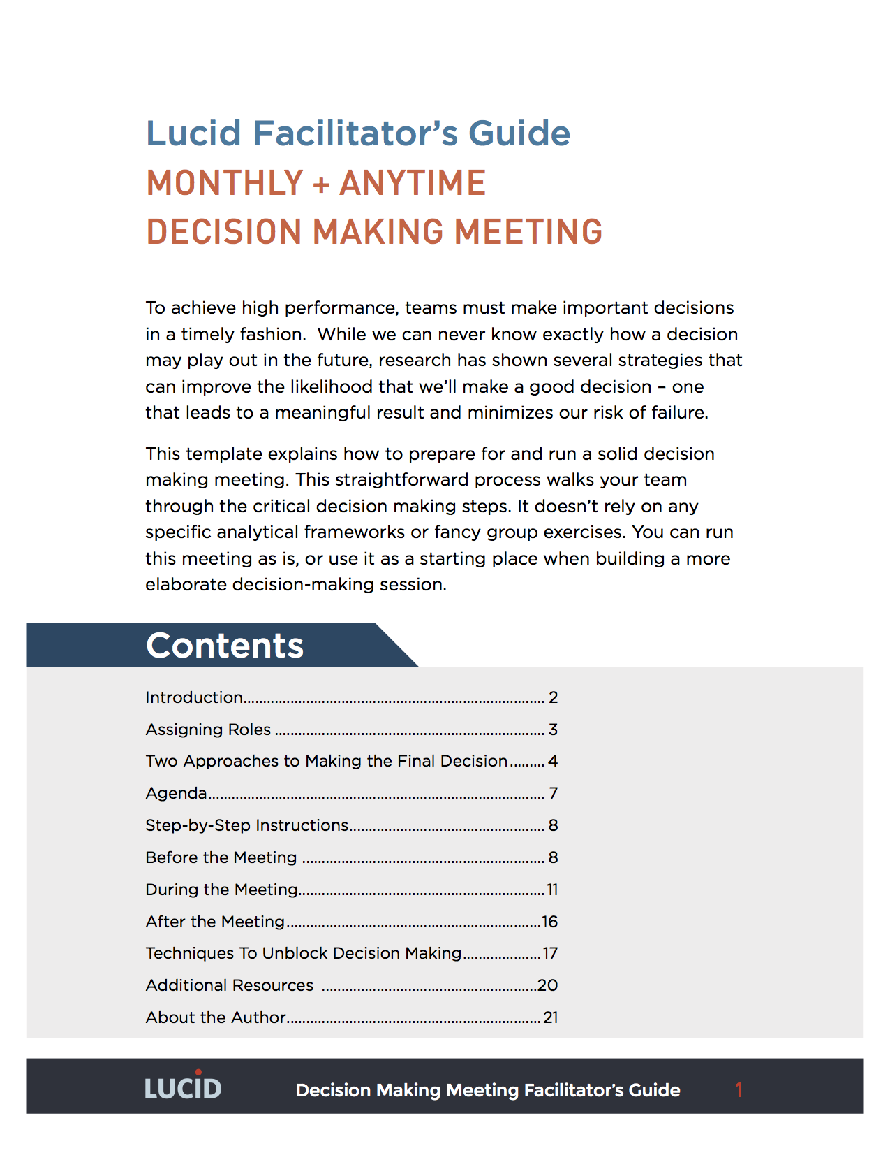 monthly anytime decision making lucid meetings making an agenda