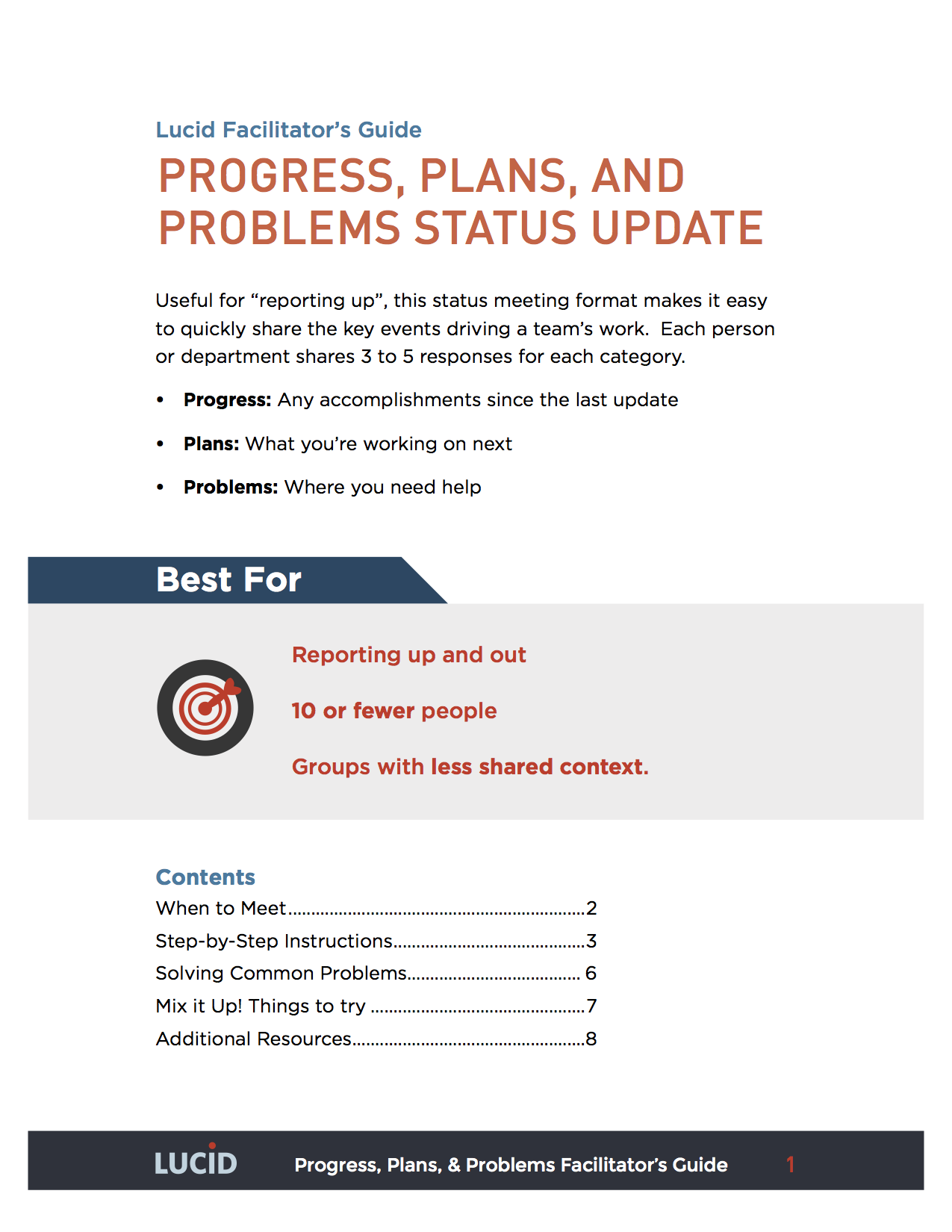 Progress Plans Problems Lucid Meetings Progress Plans Problems Lucid Meetings